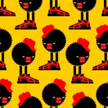 Stress Hatred face monster pattern seamless. stressful situations background. Stock Illustration