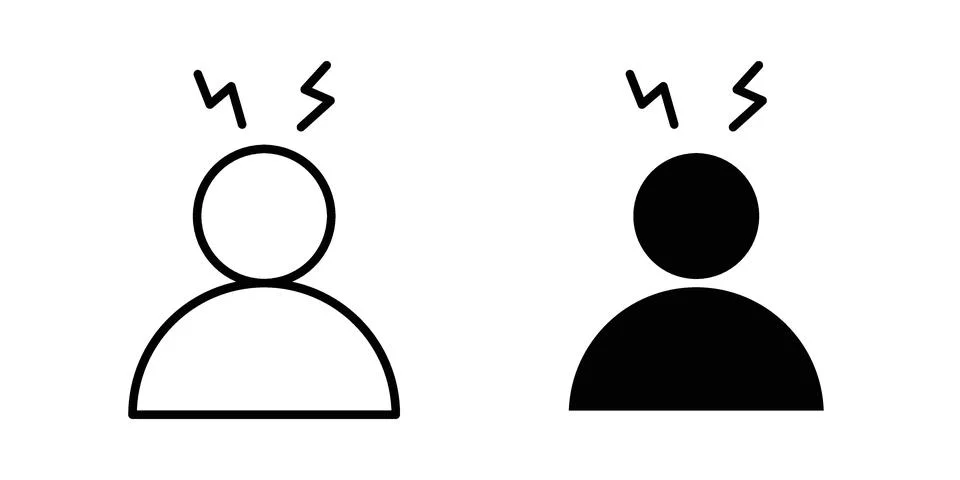 Stress icon linear versions pack on white background Stock Illustration
