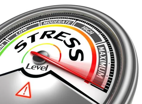 Stress level conceptual meter indicating maximum Stock Illustration