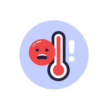 Stress level icon with thermometer, flat design Stock Illustration