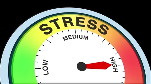 Stress Level Text or Word  Low and Medium to High Meter Concept Animation Stock Footage 288615963