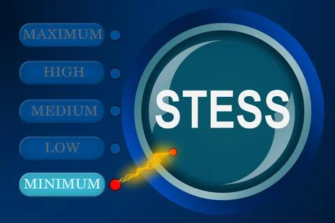 Stress levels knob button with minimum stress Stock Illustration