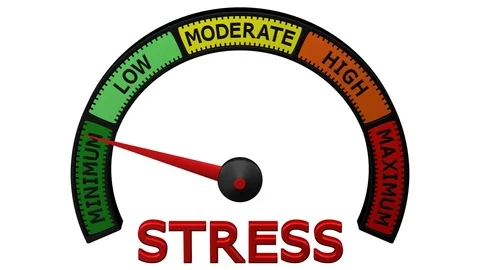 Stress meter arrow move. 3D rendering. Video stock 76799253