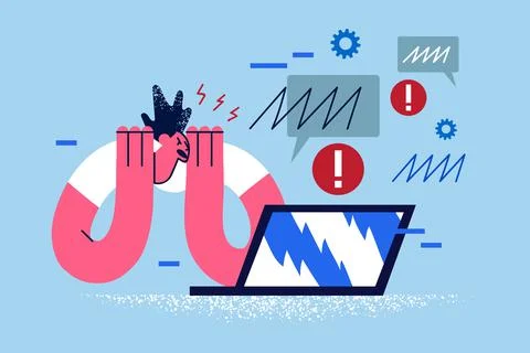 Stress, overwork, deadlines at work concept Stock Illustration