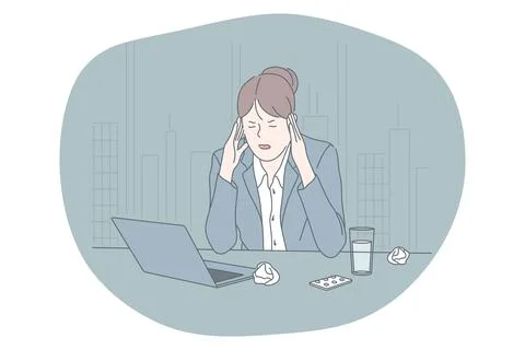 Stress, overwork, overload concept Illustrazione stock