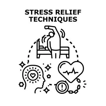Stress relief techniques for mental and physical wellness Stock Illustration