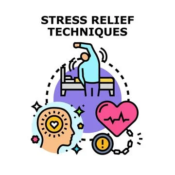 Stress relief techniques for mental and physical wellness Stock Illustration