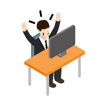 Stress situation at work icon, isometric 3d style Stock Illustration