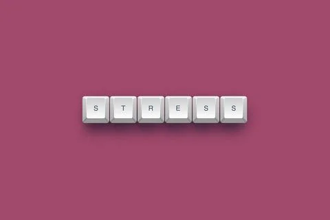 Stress text on a 3d keyboard button with shadow concept series Stock Illustration