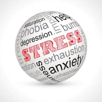 Stress theme sphere with keywords Stock Illustration