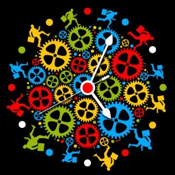 Stress time clock running rat race Stock-Illustration
