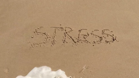 "Stress" word is written on the beach 스톡 동영상 239688505