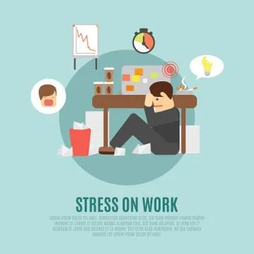 Stress on work flat icon 스톡 일러스트