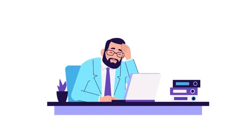 Stress at work, frustrated man, character animation. failure, burnout, overwork Video stock 263248932