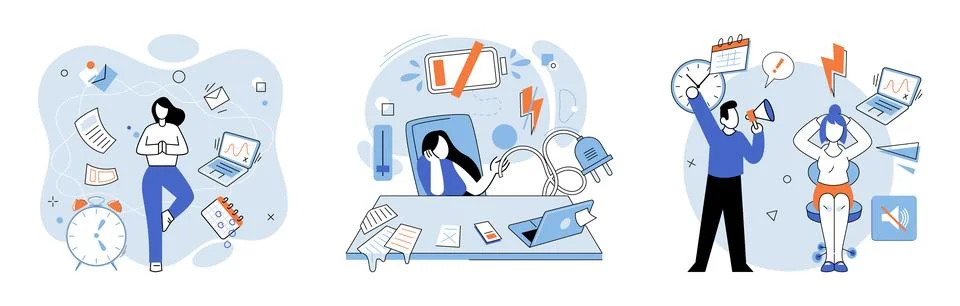 Stress at work. The stress at work concept highlights need for effective stress イラスト素材