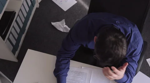 Stress at  Working with the Documents Stock Footage 49072562