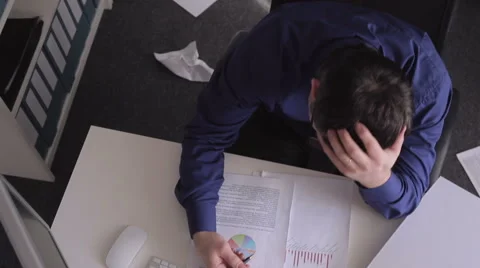 Stress at  Working with the Documents Stock Footage 49072592
