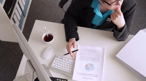 Stress at  Working with the Documents Stock Footage 49072611