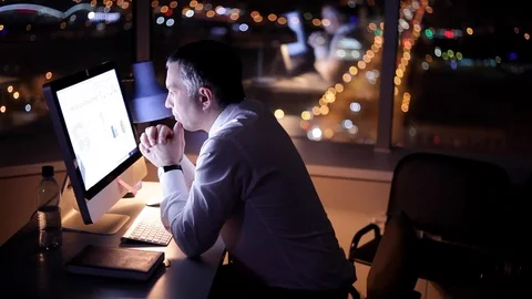 Stress from Working Late Stock Footage 89153586