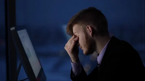 Stress from Working Late Stock Footage 90422791