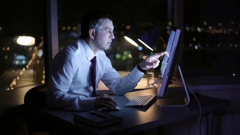 Stress from Working Late Stock Footage 90423110