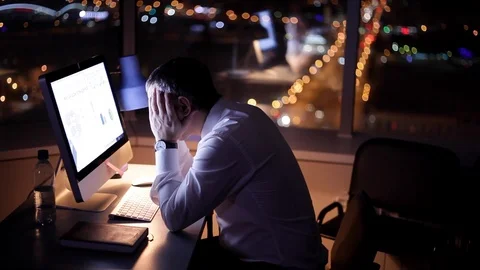 Stress from Working Late Stock Footage 95168272