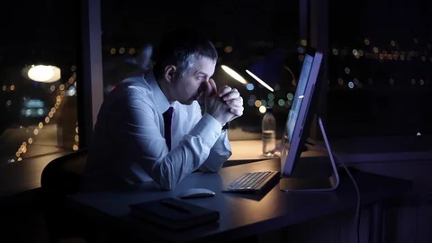 Stress from Working Late Stock Footage 95168396