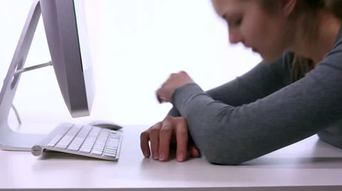 Stress at workplace. Sleepy student. Stock Footage 34254097