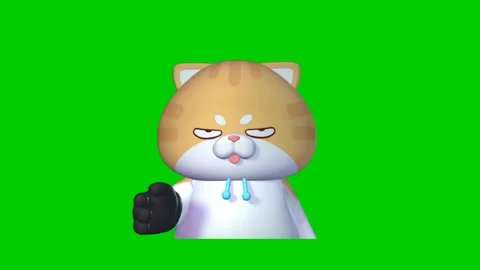 Stressed 3D Cat Slapping Forehead on Green Screen  4K Video Stock Footage 302867527
