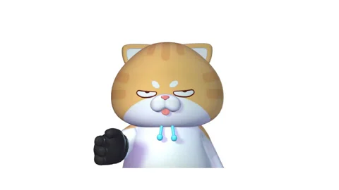 Stressed 3D Cat Slapping Forehead on White Background  4K Video Видео 302867818