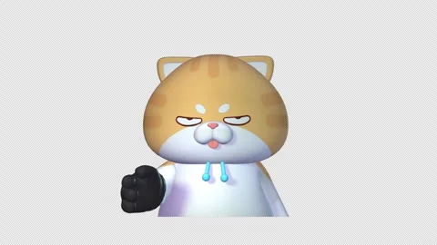 Stressed 3D Cat Slapping Forehead on Transparent Background  4K Video Stock Footage 302867825