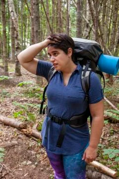 Stressed and anxious while hiking Stock Photos