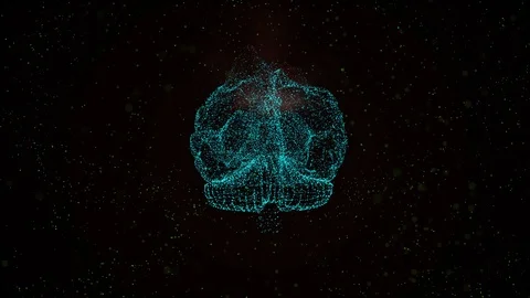 Stressed brain exploding, surrounded with flame in darkness. Stock Footage 121797731