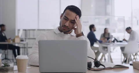 Stressed business man dealing with a work problem. Tired professional Stock Footage 200793073