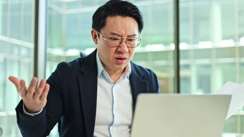 Stressed Businessman Having Problems at Work in Office Stock-Footage 304311341