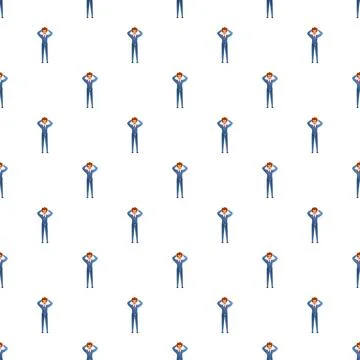 Stressed businessman pattern feeling anxiety and worry Stock Illustration