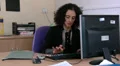 Stressed businesswoman working quickly HD Footage