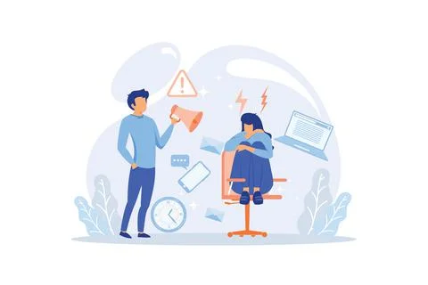Stressed characters workload, deadline.  Owerworking people, workaholics with Stock Illustration