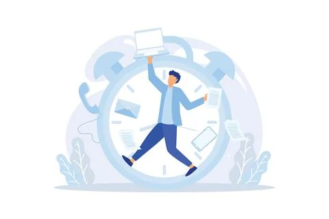 Stressed characters workload, deadline.  Owerworking people, workaholics with Illustrazione stock