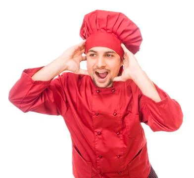 Stressed chef hands on head Foto stock