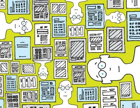 Stressed employee surrounded by documents Stock Illustration