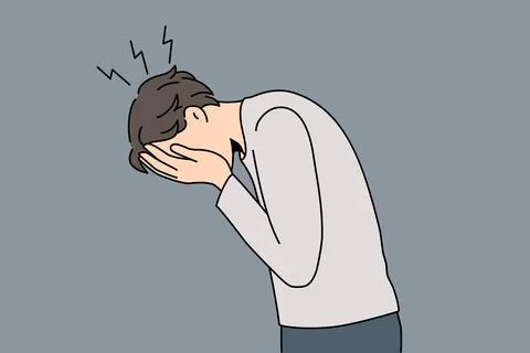 Stressed guy feel broken suffer from depression Stock Illustration