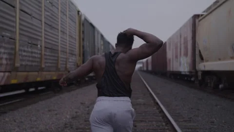 Stressed Guy Walks On Train Tracks Stock Footage 270326650