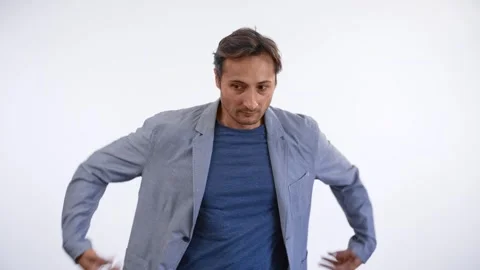 Stressed man checking his pockets, trying to find lost wallet Stock Footage 280312852