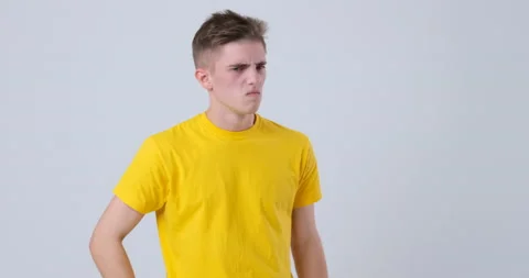 Stressed man got a message and turn nasty Stock Footage 144958300