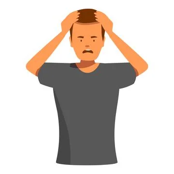 Stressed man holding head feeling frustrated and desperate Stock Illustration