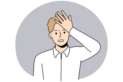 Stressed man make hand gesture remembering something Stockillustratie