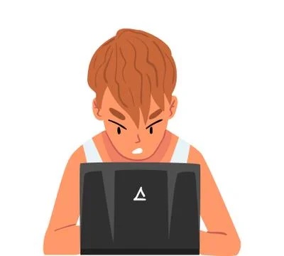 Stressed Man Sitting in front of Computer, Male Programmer Working Hard with Stock-Illustration