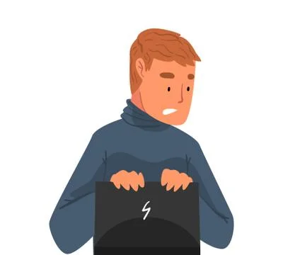 Stressed Man Sitting in front of Computer, Male Employee or Programmer Working Stock-Illustration