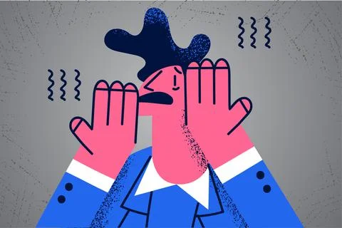 Stressed man suffer from panic attack 库存插图